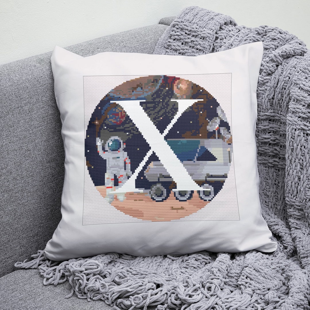 Galaxy Monogram letter X cross stitch digital pattern created for Creative cross stitch shop instant download PDF