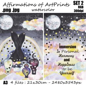 art prints Illustrations watercolor affirmations relaxation and harmony a4 png jpg
