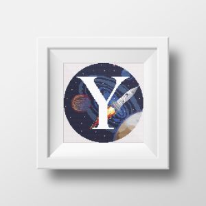 Handmade Marketplace 483 Galaxy Monogram letter Y cross stitch digital pattern created for Creative cross stitch shop instant download PDF