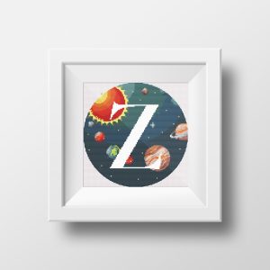 Galaxy Monogram letter Z cross stitch digital pattern created for Creative cross stitch shop instant download PDF