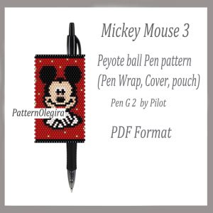 Handmade Marketplace 574 MICKEY MOUSE 3 Pen wraps bead pattern PDF file Mickey Mouse bead pattern Olegirabeadpatterns