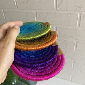 Handmade Marketplace 679 Rainbow coaster set 4 Rope coaster set 4 Wool coasters
