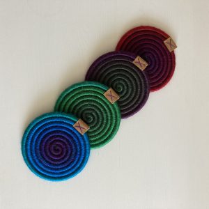 Handmade Marketplace 679 Colorful coaster set 4 Rope coaster set 4 Wool coasters