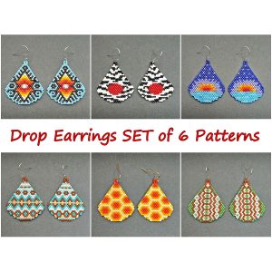 Handmade Marketplace 572 Drop Earrings Patterns Set Of 6 Brick Stitch