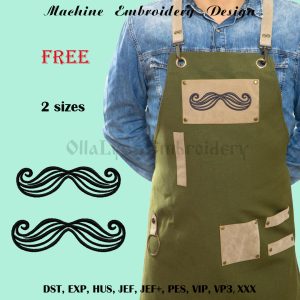 Mustache free machine embroidery design in 2 sizes