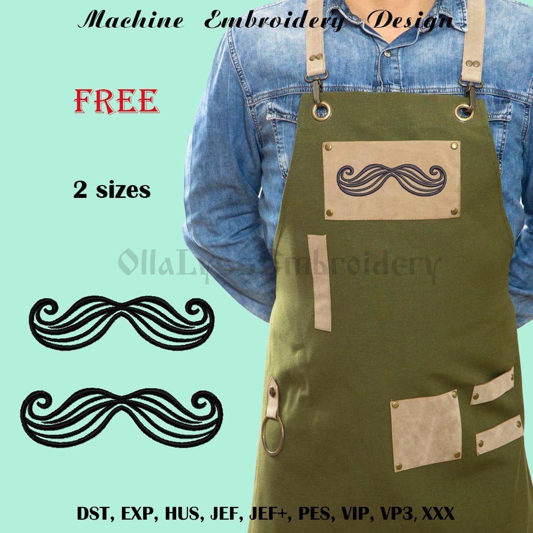 Mustache free embroidery design