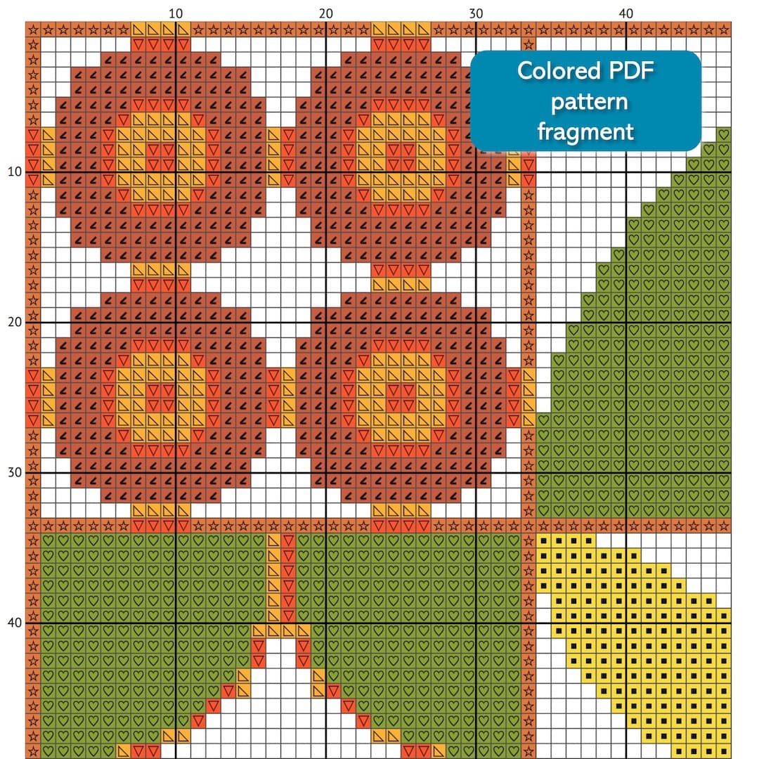Boho style Autumn colors abstract cross stitch PDF pattern created for Creative cross stitch shop for cozy home decor and gift