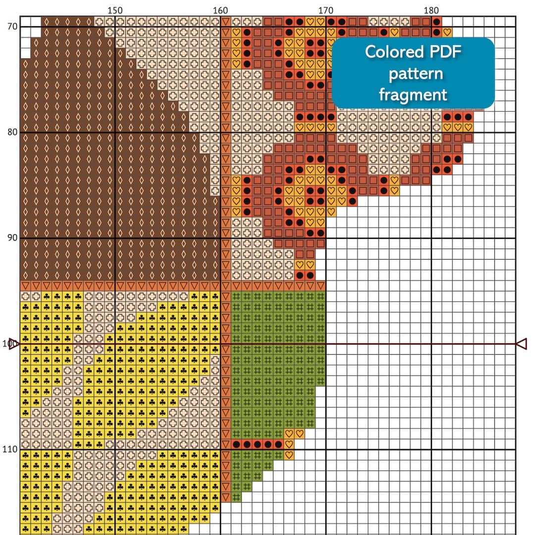 Cat with Boho style Autumn colors abstract cross stitch PDF pattern created for Creative cross stitch shop for cozy home decor and gift