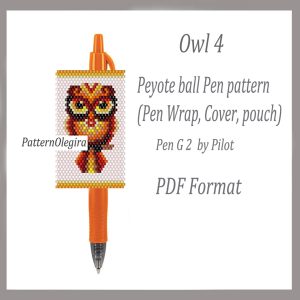 Owl 4 Pen wraps bead pattern PDF file Owl bead pattern cover pen Olegirabeadpatterns