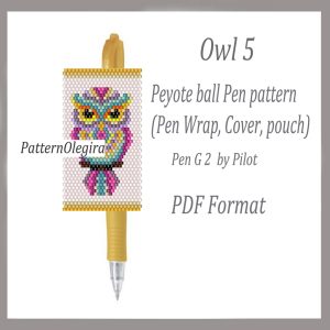 Owl 5 Pen wraps bead pattern PDF file Owl bead pattern cover pen Olegirabeadpatterns