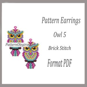 Owl 5 Earrings bead pattern PDF file Owl bead pattern Olegirabeadpatterns