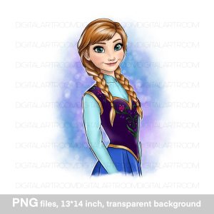 Cartoon princesse Anna illustration Art print Sublimation