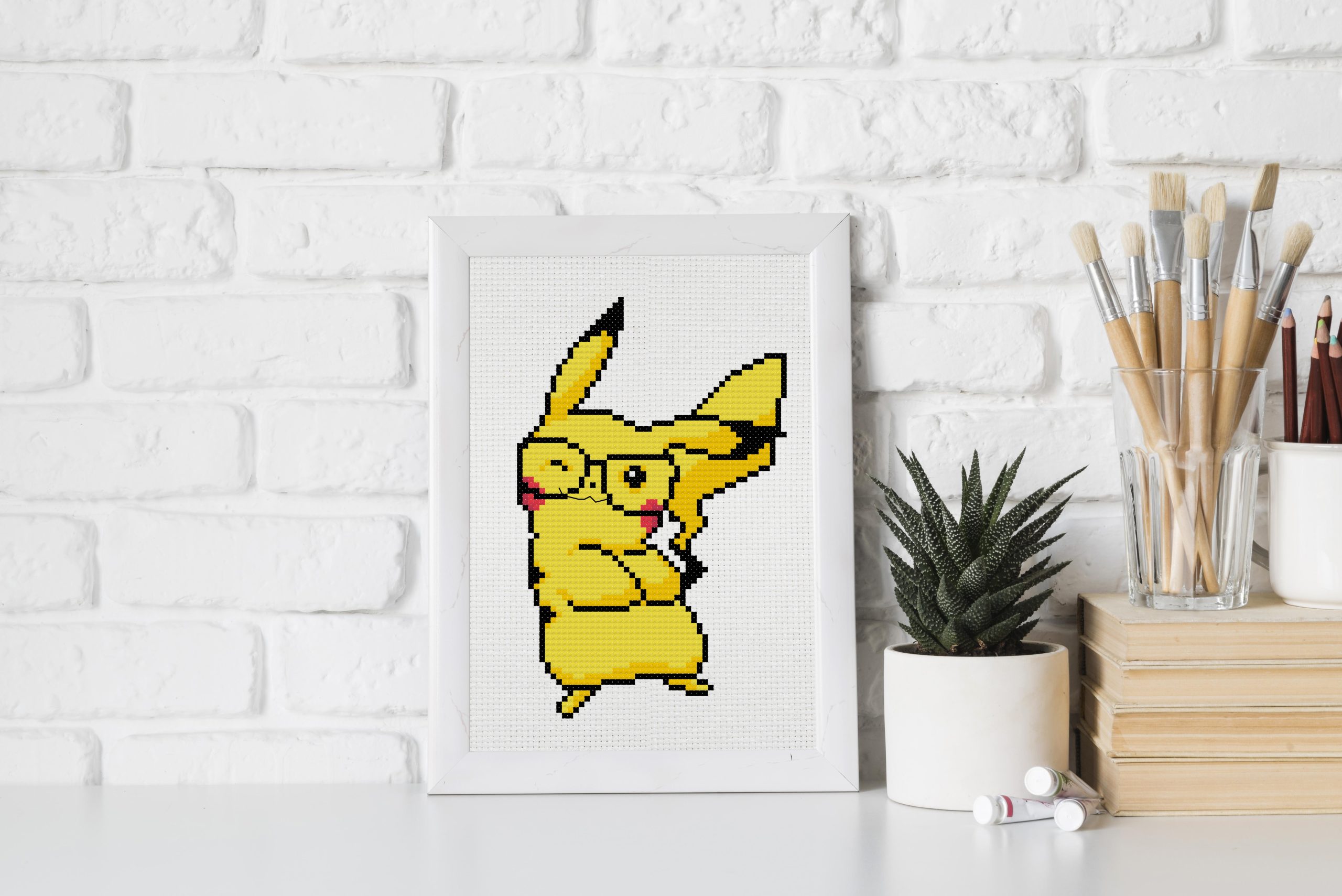 Pokemon Red and Pikachu Pixel Cross Stitch Pattern Download 