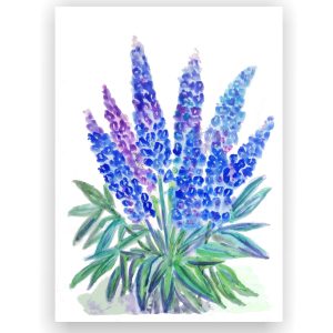 Bluebonnet Painting Texas Flowers Original Watercolor