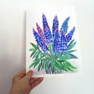 Bluebonnet Painting watercolor 11.5 by 8 inches.