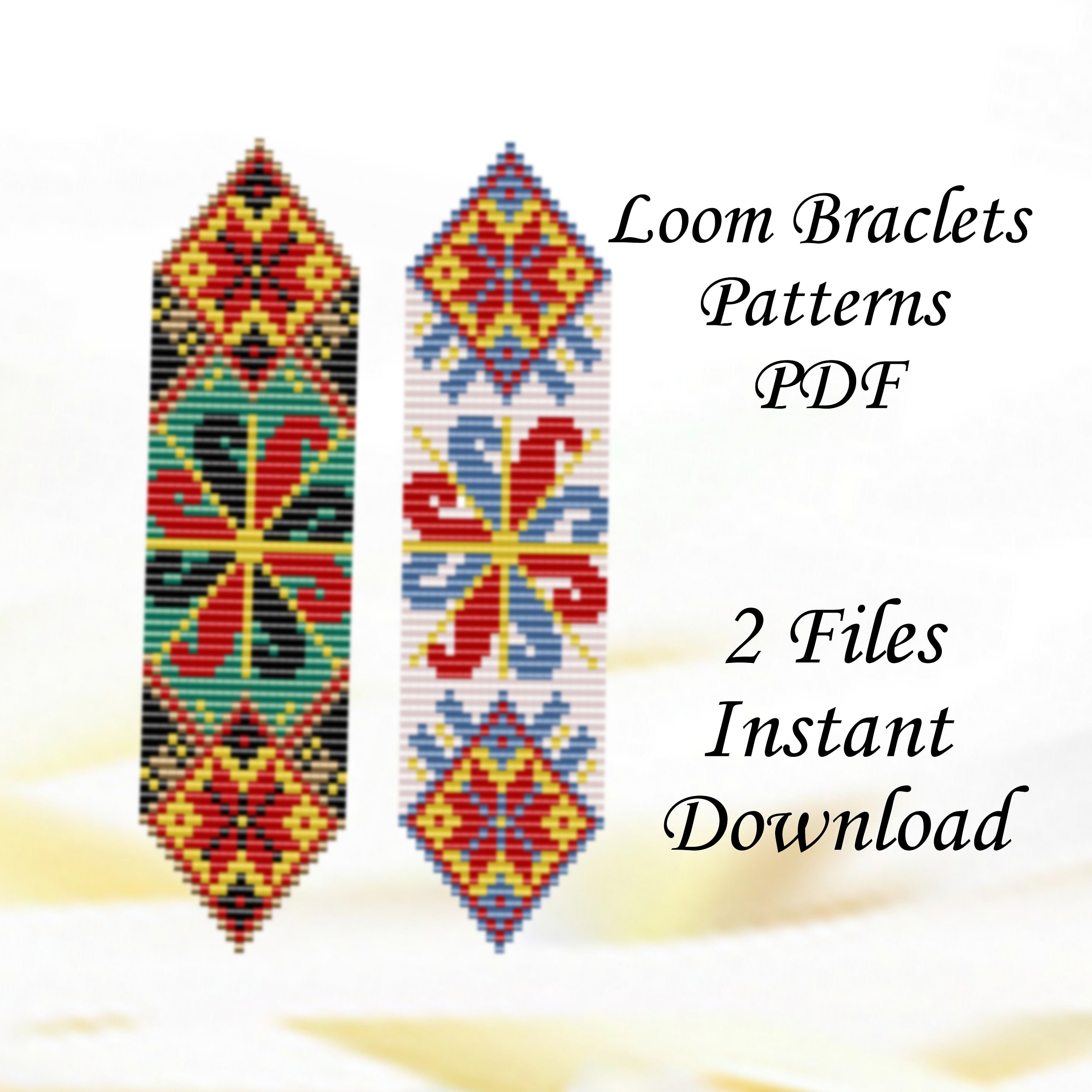 Bead bracelet pattern Loom stitch PDF file Set patterns
