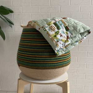Extra large basket with handles Green hamper for storage with handles