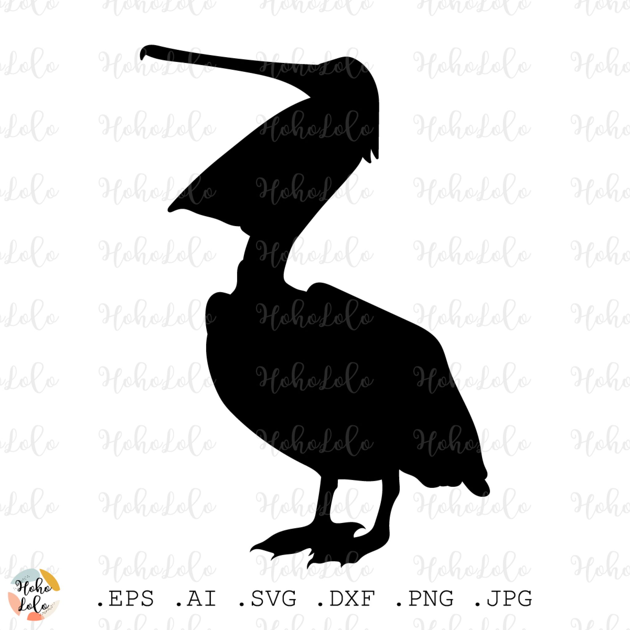 Pelican Svg Silhouette Cricut Stencil Template Dxf