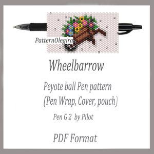 WHEELBARROW Bead pattern PDF file Bead pen wraps Bead cover pen Bead peyote pattern Olegirabeadpatterns