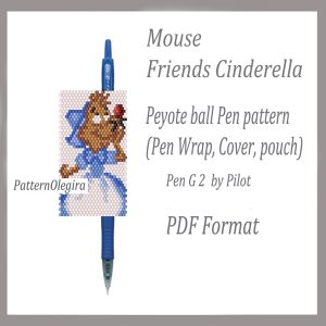 MOUSE FRENDS CINDERELA Bead pattern PDF file Bead pen wraps Bead cover pen Bead peyote pattern Olegirabeadpatterns