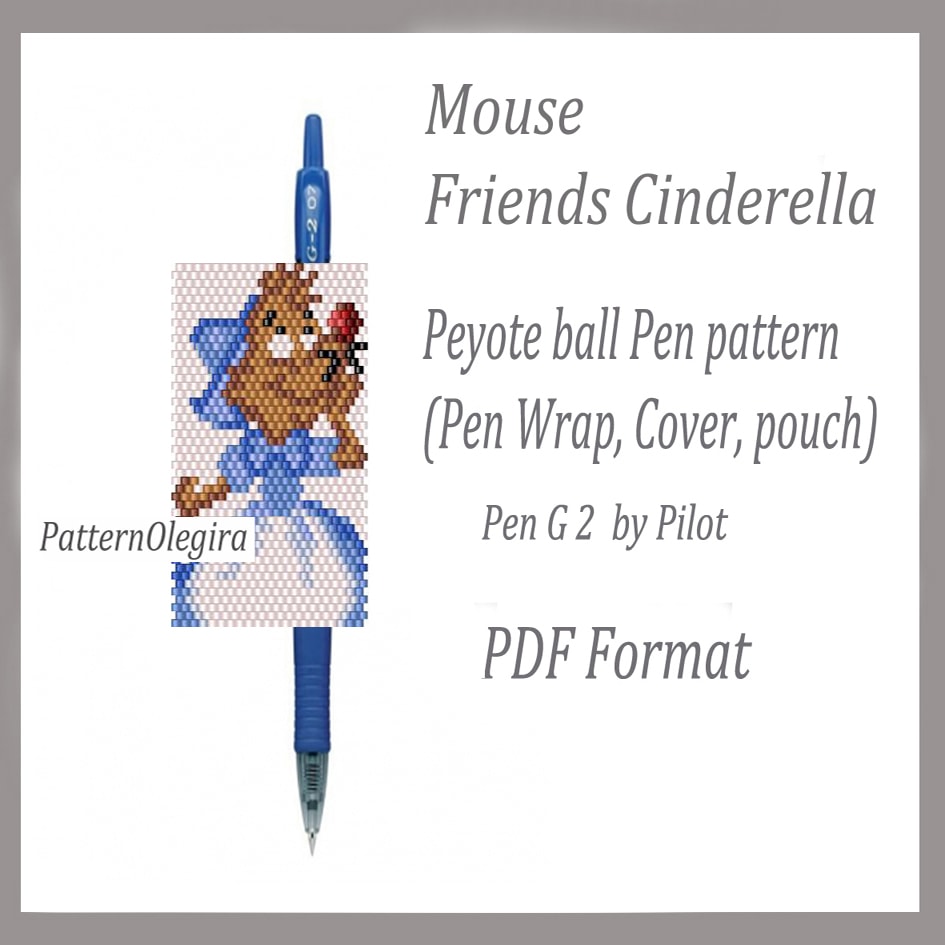 MOUSE bead pattern PDF file Bead pen wraps pilot G2 1 MOUSE FRENDS CINDERELA Bead pattern PDF file Bead pen wraps Bead cover pen Bead peyote pattern Olegirabeadpatterns