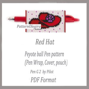 RED HAT Bead pattern PDF file Bead pen wraps Bead cover pen Bead peyote pattern Olegirabeadpatterns