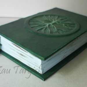 Green medium book of shadows, magic diary with a tree of life