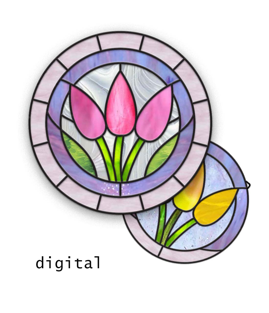 simple stained glass patterns flowers