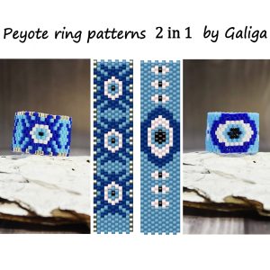 Peyote ring patterns Evil eye beading ring