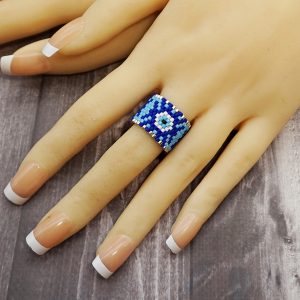 Evil eye peyote ring pattern 2 in 1 for beading diy beaded ring