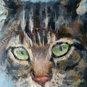 ACEO Original Miniature Oil Painting Domestic Cat
