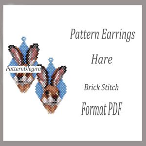 Hare Earrings bead pattern PDF file Hare bead pattern Olegirabeadpatterns