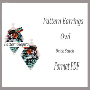 Owl Earrings bead pattern PDF file Owl bead pattern Olegirabeadpatterns
