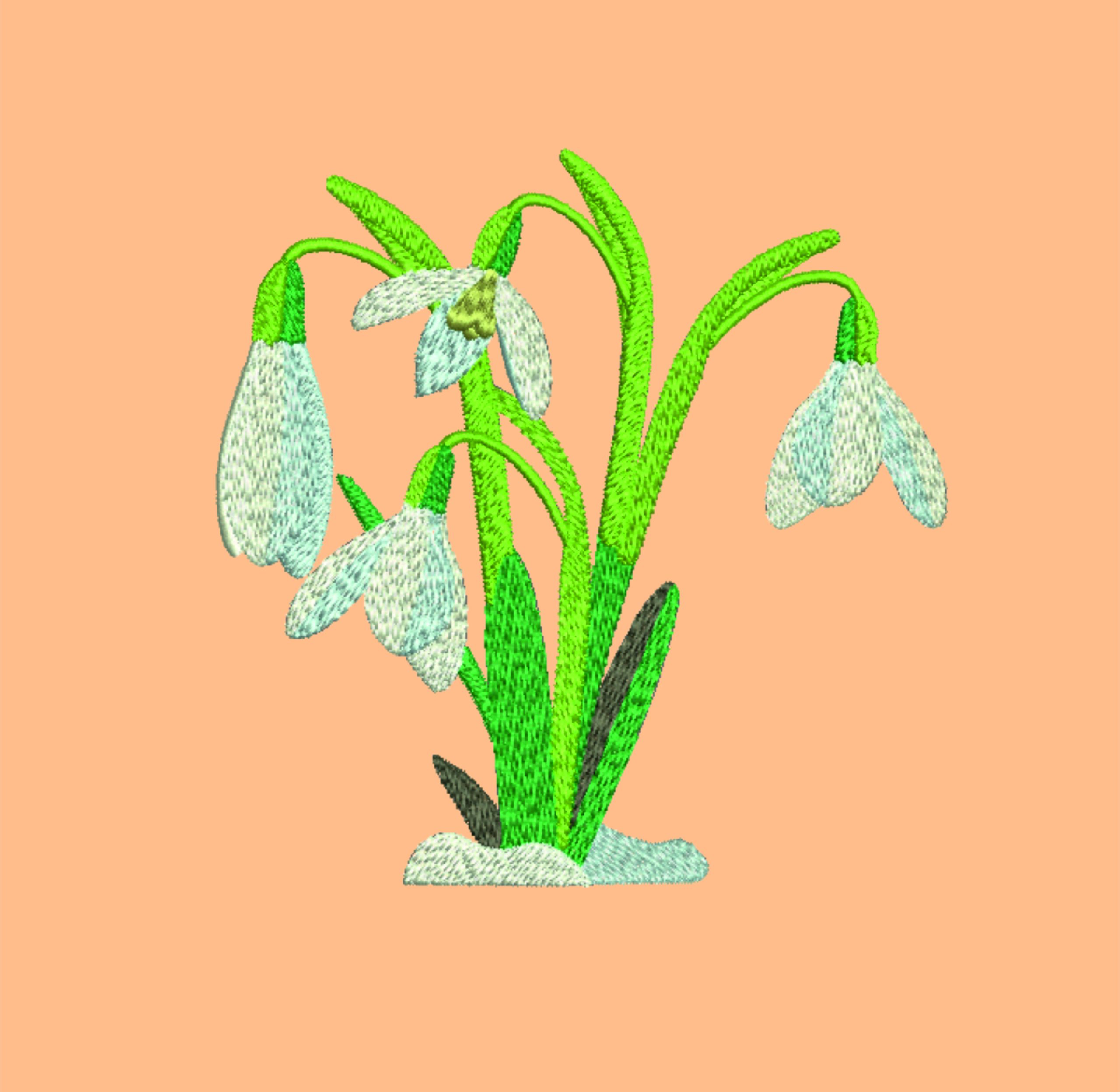 Snowdrops machine embroidery design 2 Snowdrops machine embroidery design - Image 2