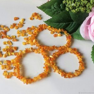 small amber bead bracelet natural amber polished yellow honey