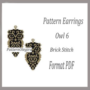 Owl 6 Earrings bead pattern PDF file Owl bead pattern Olegirabeadpatterns