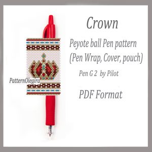 Crown Pen wraps bead pattern PDF file Crown bead pattern cover pen Olegirabeadpatterns