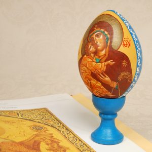 Hand Painted Virgin Mary Easter Egg icon collectible art gift
