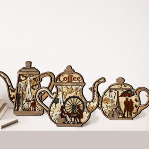 Teapots Cut Files, Kitchen Laser Cut Decoration, Table