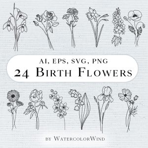 Birth month flower svg bundle