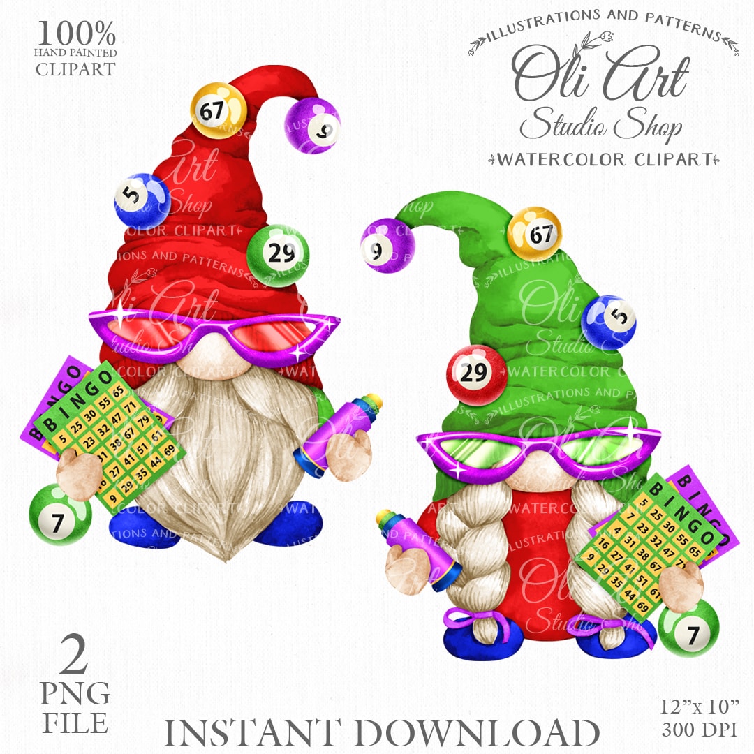 Gnome Bingo Clip Art Cute Characters Hand Drawn graphic 1 Gnome Bingo Clip Art Cute Characters Hand Drawn graphic