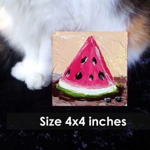 Watermelon Painting Fruit Still Life Original Art 4×4 art