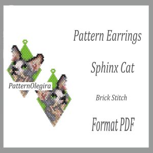Sphinx Cat Earrings bead pattern PDF file Sphinx Cat bead pattern Olegirabeadpatterns