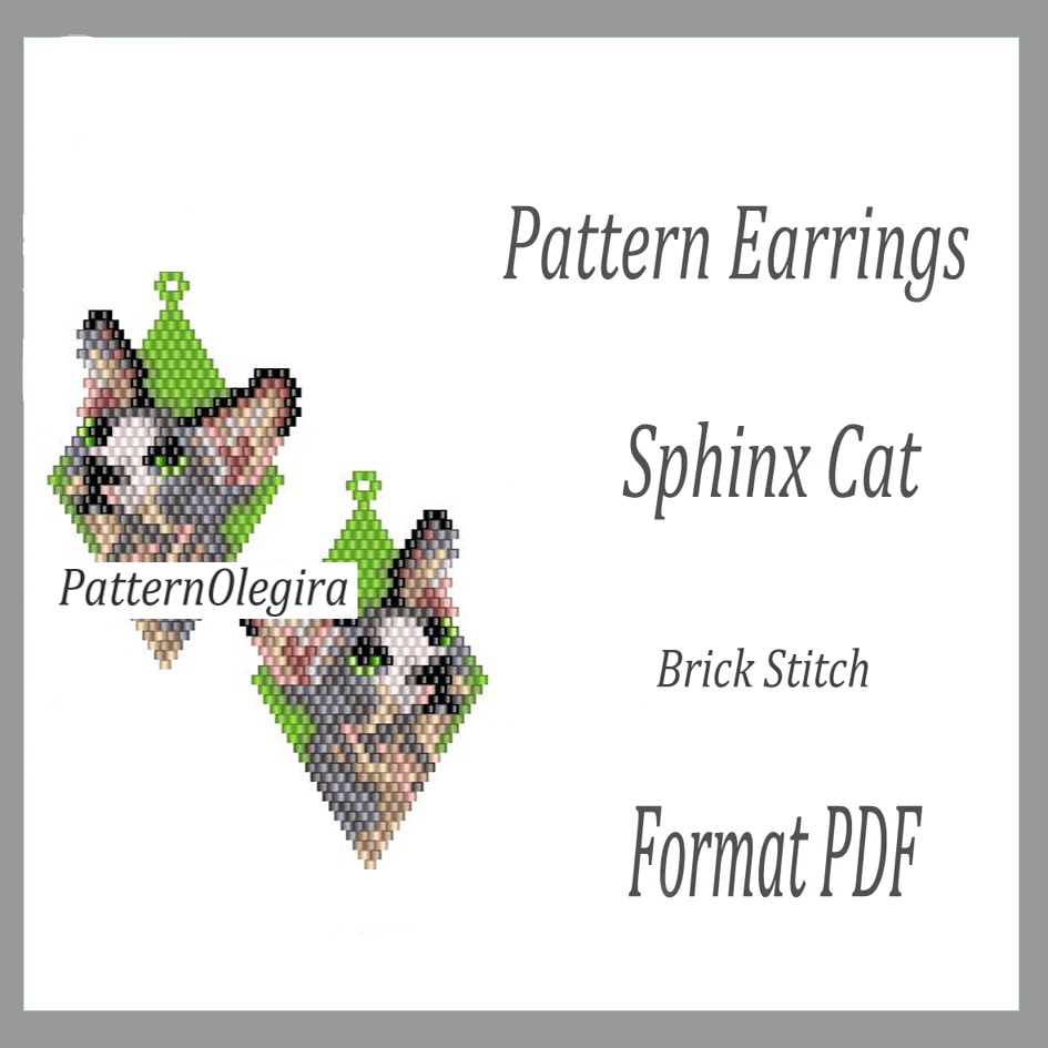 SPHINX CAT Earrings bead pattern PDF Bead earrings pattern 1 Sphinx Cat Earrings bead pattern PDF file Sphinx Cat bead pattern Olegirabeadpatterns