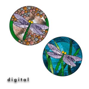 Stained Glass Pattern Dragonfly SET of 2