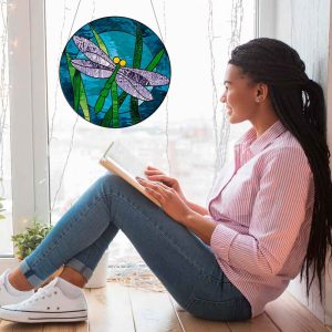 Stained Glass Pattern Dragonfly SET of 2
