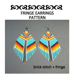 Handmade Marketplace 571 Turquoise Beaded Earrings Pattern Brick Stitch Fringe