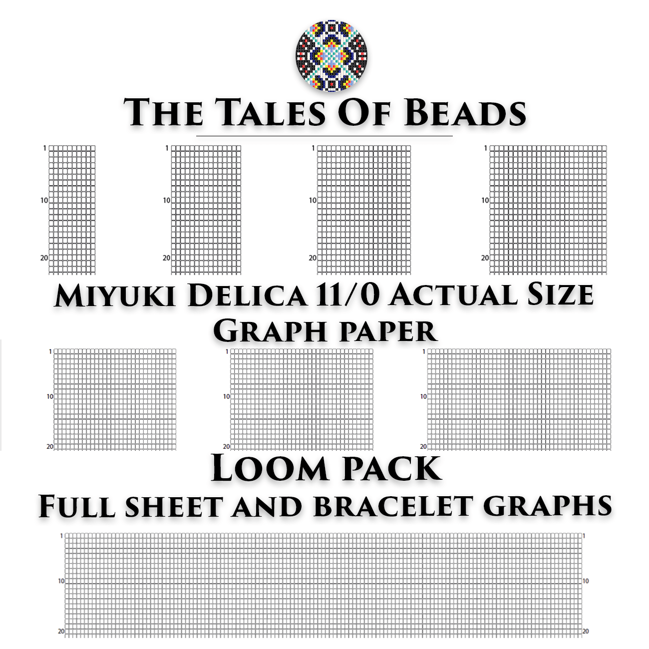 Loom Graph Paper Miyuki Delica 11/0 - Actual Size Seed Bead Graph Paper -  Crealandia