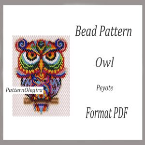 OWL bead pattern PDF file Beaded Owl peyote Tapestry bead pattern Owl Olegirabeadpatterns
