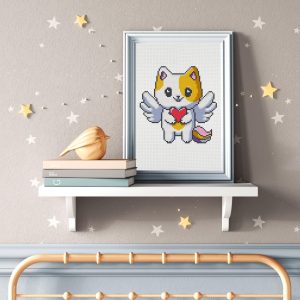 Flying cat cross stitch pattern PDF